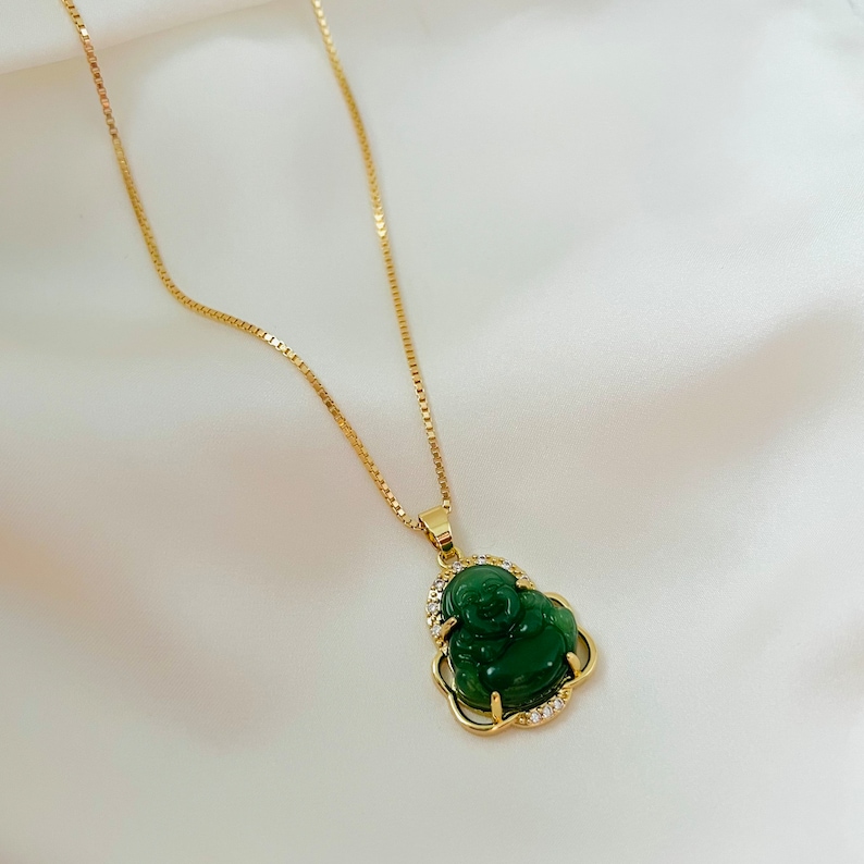 Buddha Necklace, Jade Buddha Necklace, Buddha Pendant, Gold Filled Necklace, Unisex Necklace, Spiritual Gift, Meditation Gift image 8