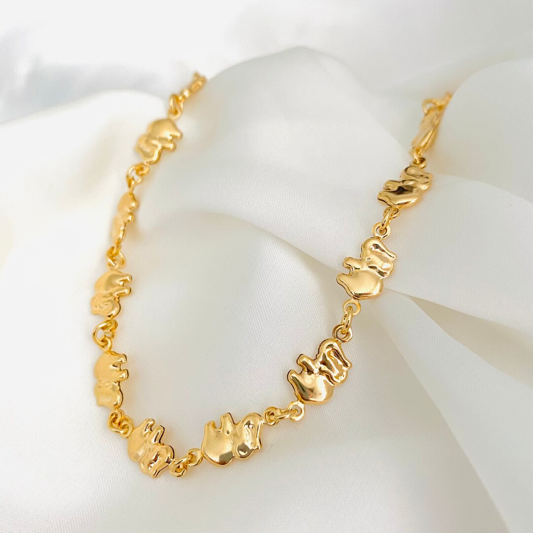 Gold Elephant Anklet Lucky Elephant Anklet Charm Anklet 18k Etsy
