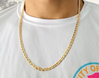 Flat Mariner Chain Necklace, 18k Gold Filled Link Chain, Mariner Anchor Necklace, Unisex Chain, Gold Layering Necklace