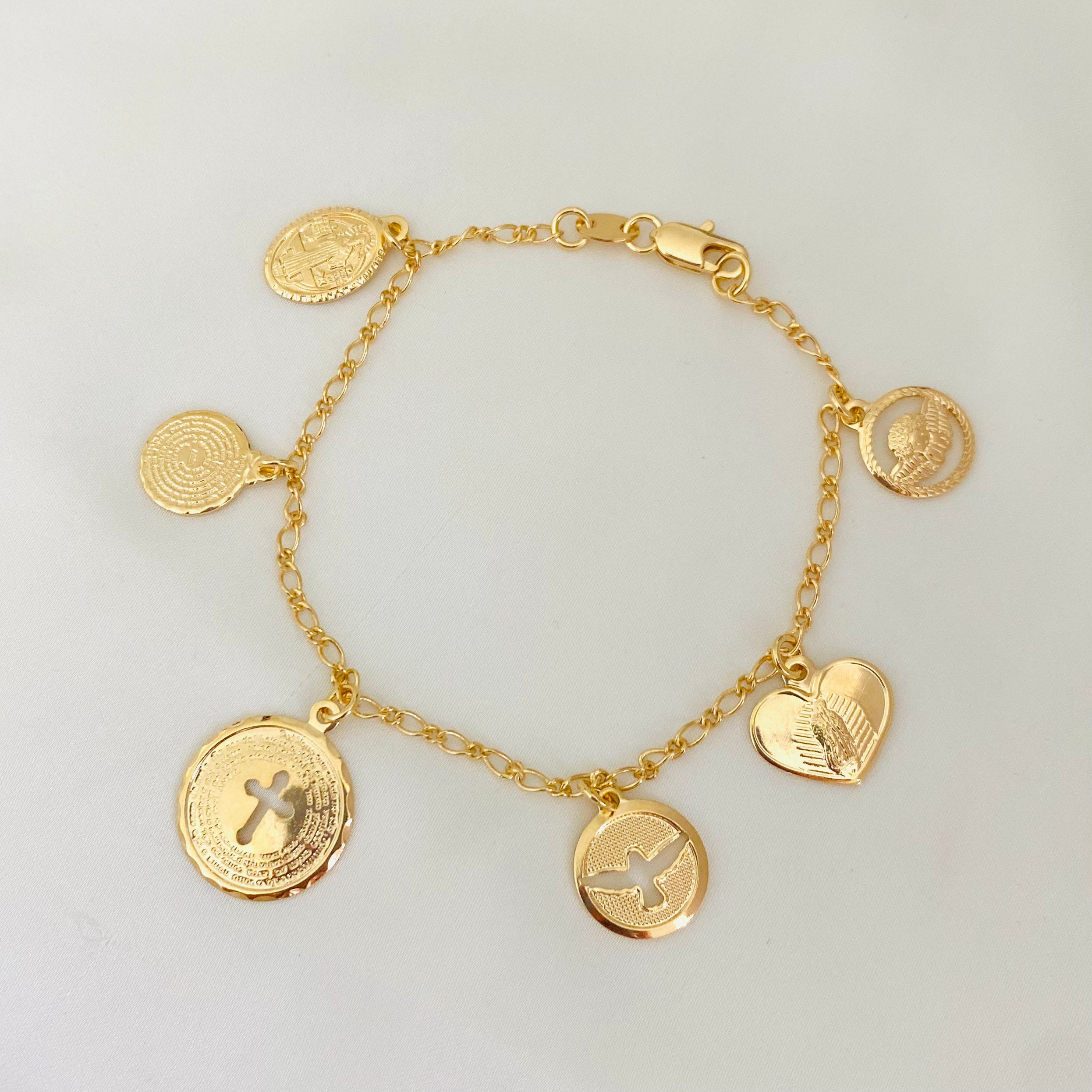 Religious Charm Bracelet Religious Jewelry Coin Bracelet - Etsy