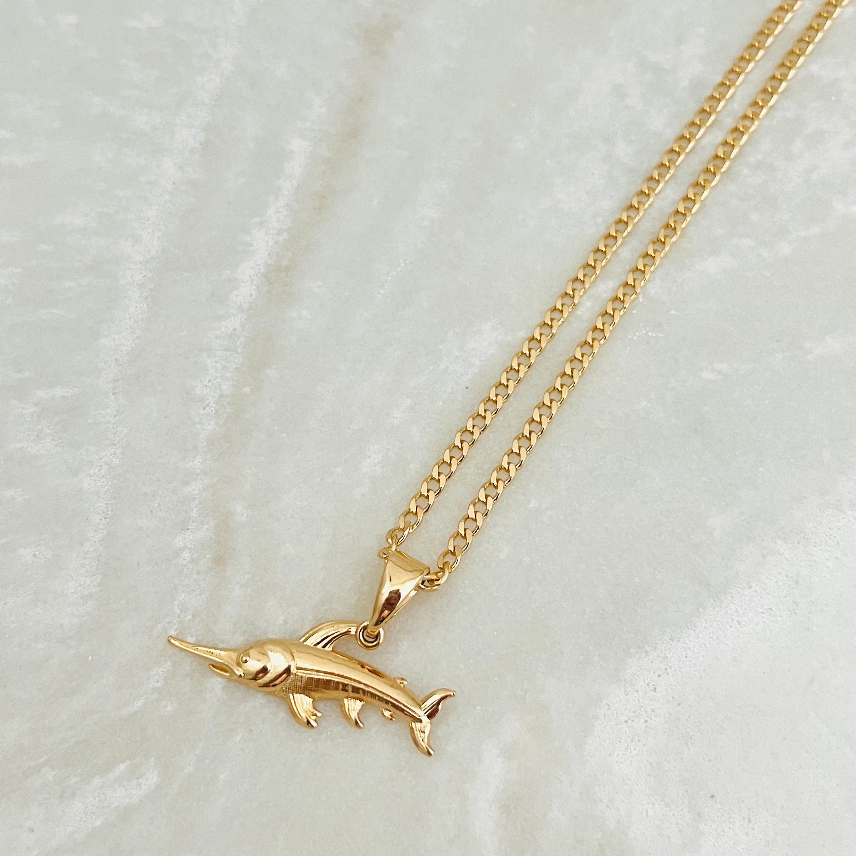 Marlin Fish Chain, Men's Sail Fish Chain Necklace, Blue Marlin Pendant ...