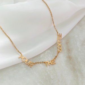 Coffee Necklace, Coffee Lover Necklace, Coffee Jewelry, Script Necklace, Gold Plated Necklace, Birthday Gift, Barista Gift, Gift for Her