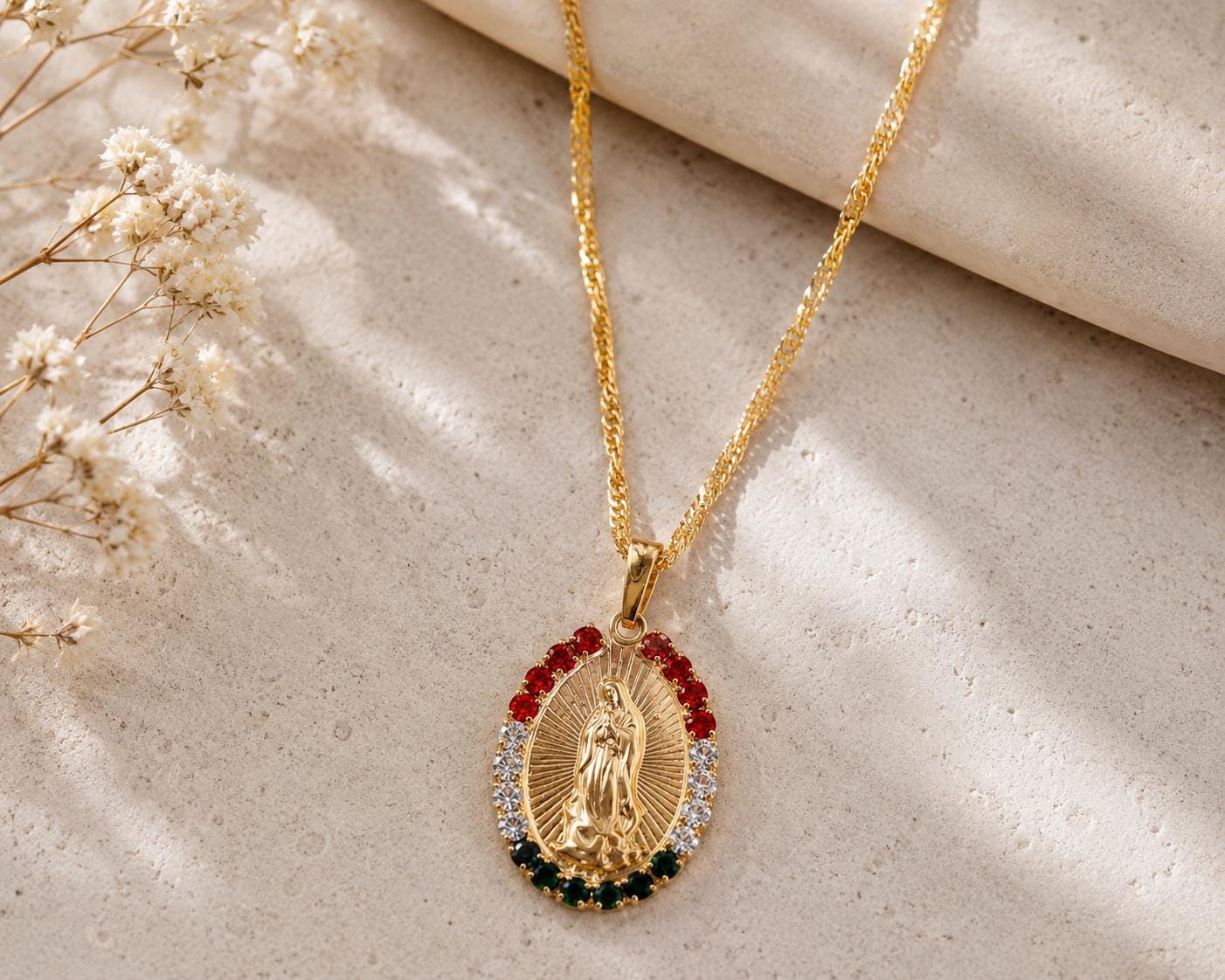Our Lady of Guadalupe Necklace, 18k Gold Filled Guadalupe Necklace ...
