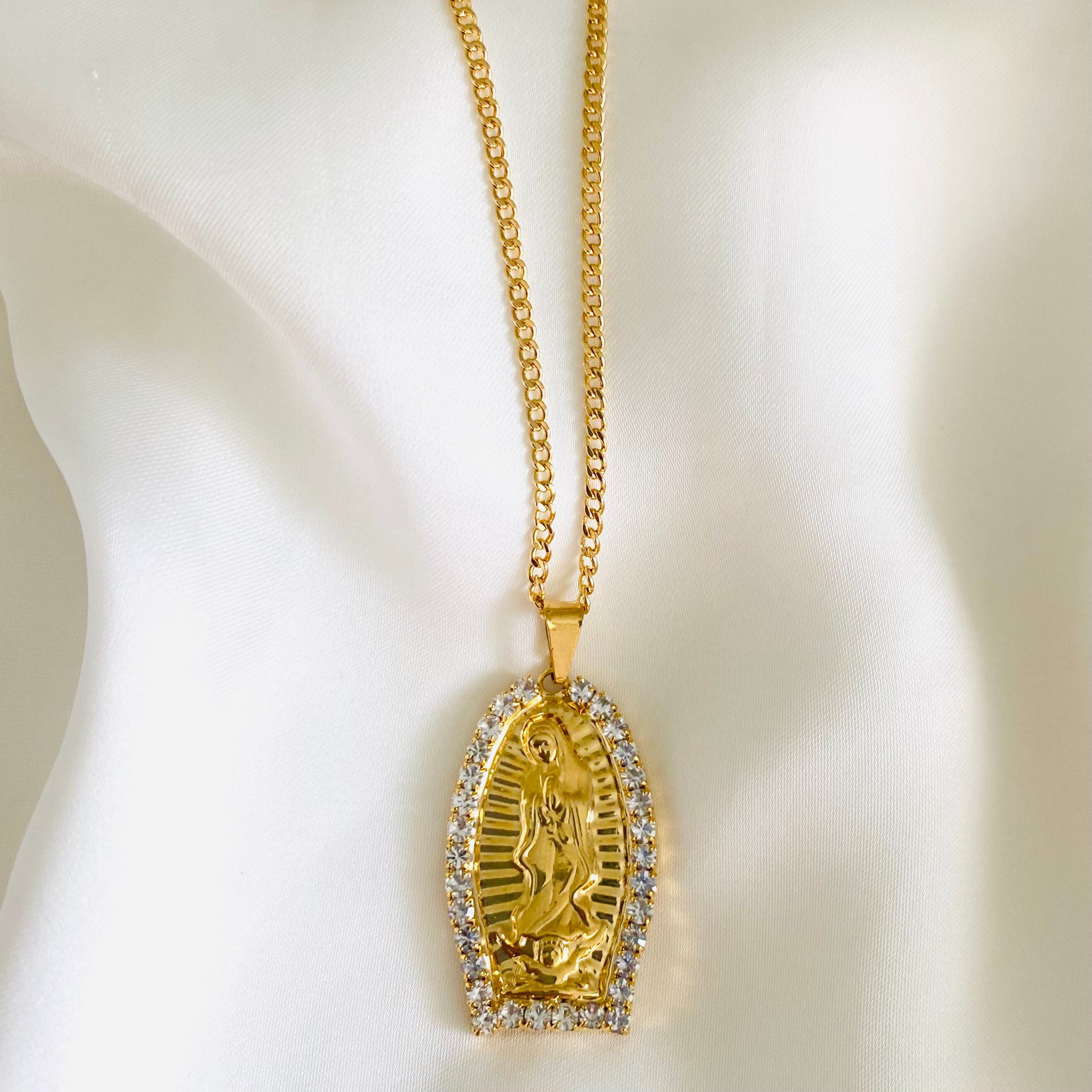 Our Lady of Guadalupe Necklace, Virgin Mary Necklace, 18k Gold Filled ...