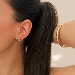 Gold Dripping Earrings, Melting Earrings, Gold Filled Mismatched Earrings, Abstract Stud Earrings, Slime Drip Stud Earrings image 6