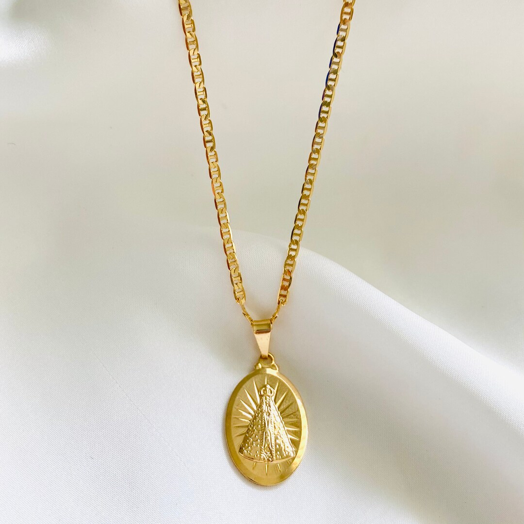 18k Gold Filled Virgen De La Caridad Del Cobre Necklace, Our Lady of ...