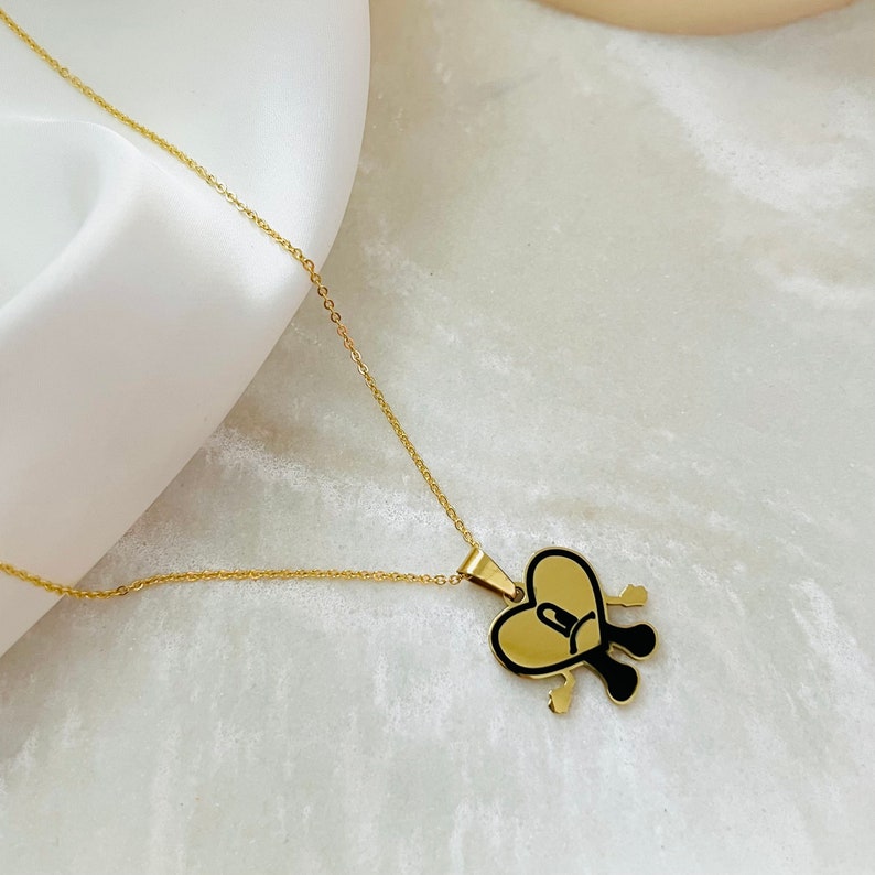 Bad Bunny Un Verano Sin Ti Bad Bunny Necklace Gold Heart Etsy