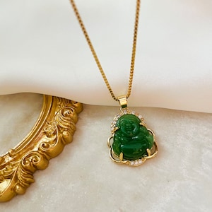 Buddha Necklace, Jade Buddha Necklace, Buddha Pendant, Gold Filled Necklace, Unisex Necklace, Spiritual Gift, Meditation Gift image 6