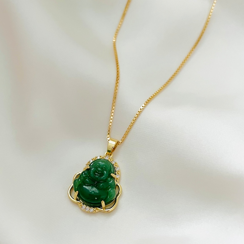 Buddha Necklace, Jade Buddha Necklace, Buddha Pendant, Gold Filled Necklace, Unisex Necklace, Spiritual Gift, Meditation Gift image 7
