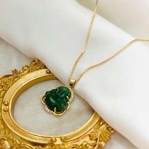 Buddha Necklace, Jade Buddha Necklace, Buddha Pendant, Gold Filled Necklace, Unisex Necklace, Spiritual Gift, Meditation Gift image 3