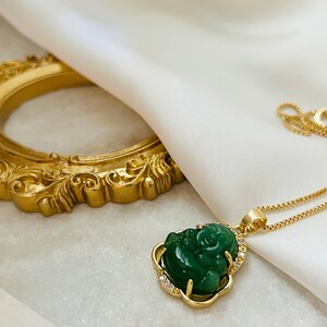 Buddha Necklace, Jade Buddha Necklace, Buddha Pendant, Gold Filled Necklace, Unisex Necklace, Spiritual Gift, Meditation Gift image 5