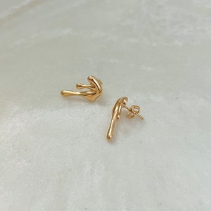 Gold Dripping Earrings, Melting Earrings, Gold Filled Mismatched Earrings, Abstract Stud Earrings, Slime Drip Stud Earrings image 7