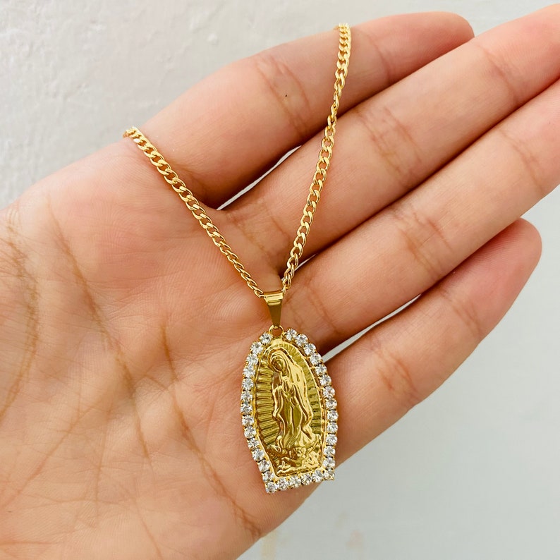 Our Lady of Guadalupe Necklace, Virgin Mary Necklace, 18k Gold Filled ...