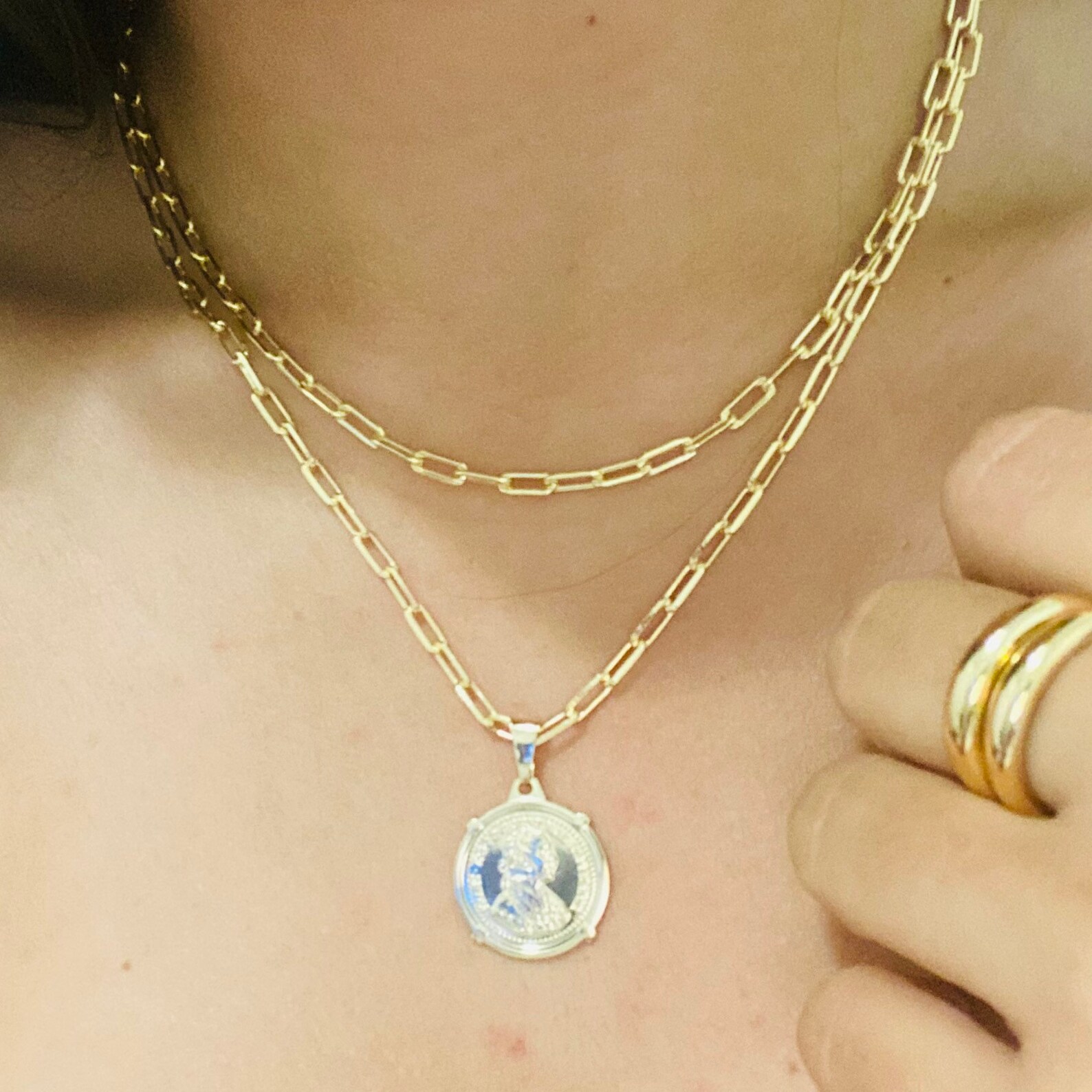 18k Gold Filled Paperclip Coin Necklace Coin Necklace Gold Etsy