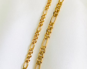 5mm Figaro Chain In 925 Silver Plated In 18K Gold - Aka Gioielli - Foto 5