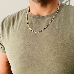 Collier de chaîne cubaine, chaîne à maillons de trottoir, collier à maillons cubains rempli d’or 18 carats, collier de chaîne épaisse en or, chaîne cubaine, chaîne à maillons cubains Miami