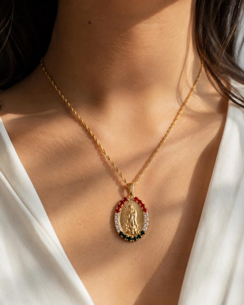 Our Lady of Guadalupe Necklace, 18k Gold Filled Guadalupe Necklace ...