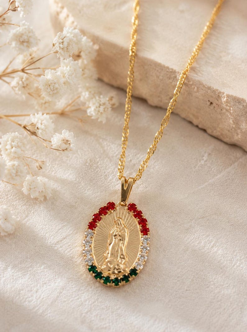Our Lady of Guadalupe Necklace, 18k Gold Filled Guadalupe Necklace ...