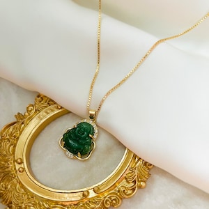 Buddha Necklace, Jade Buddha Necklace, Buddha Pendant, Gold Filled Necklace, Unisex Necklace, Spiritual Gift, Meditation Gift image 2