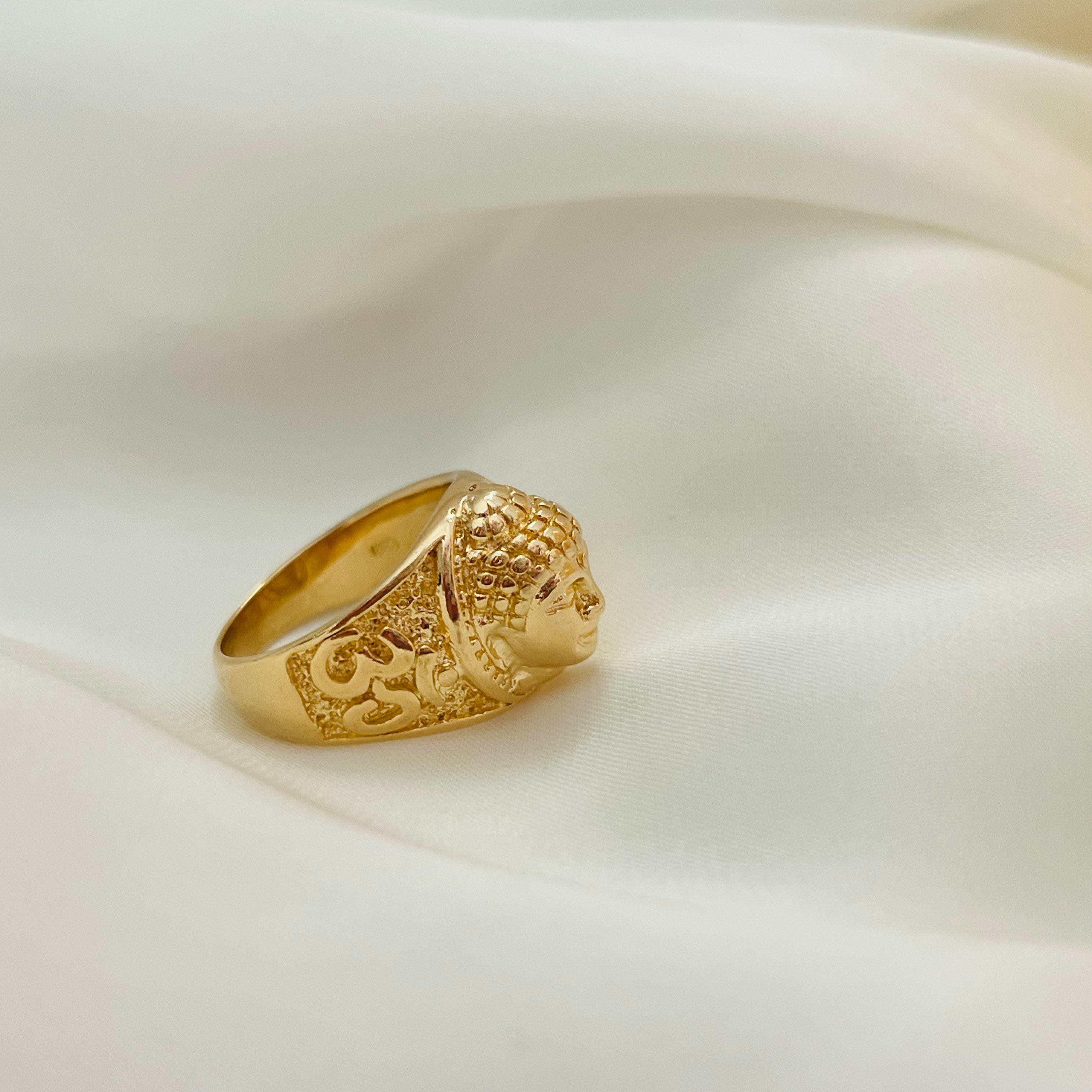 Buddha Ring, Gold Filled Ring, Gold Buddha Face Dome Ring, Spiritual ...