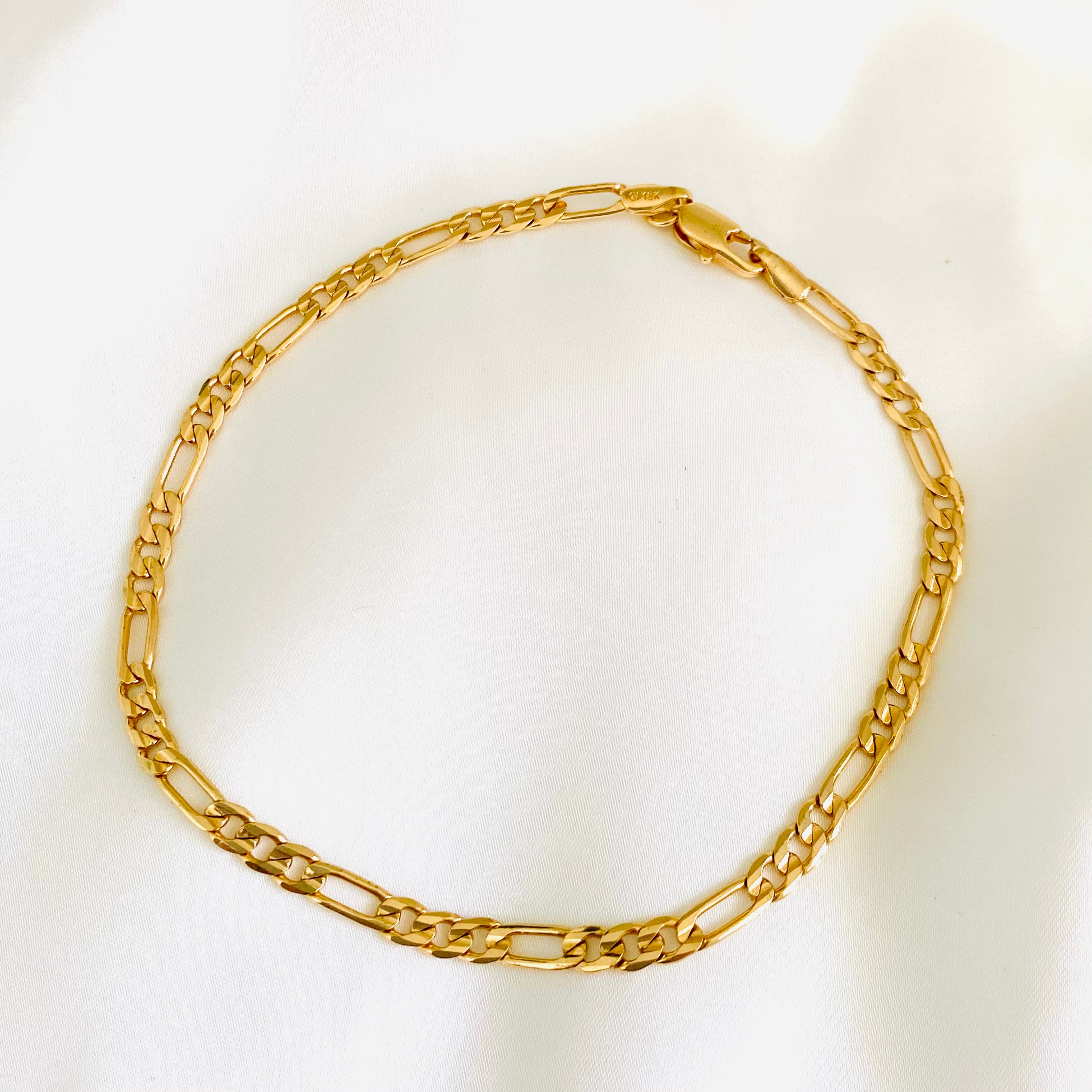 18K ゴールドフィルド フィガロリンク アンクレット、フィガロチェーン