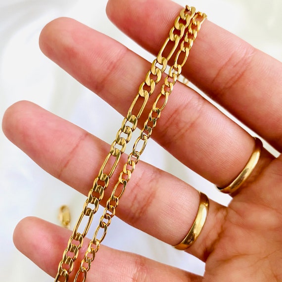 5mm Figaro Chain In 925 Silver Plated In 18K Gold - Aka Gioielli - Foto 3