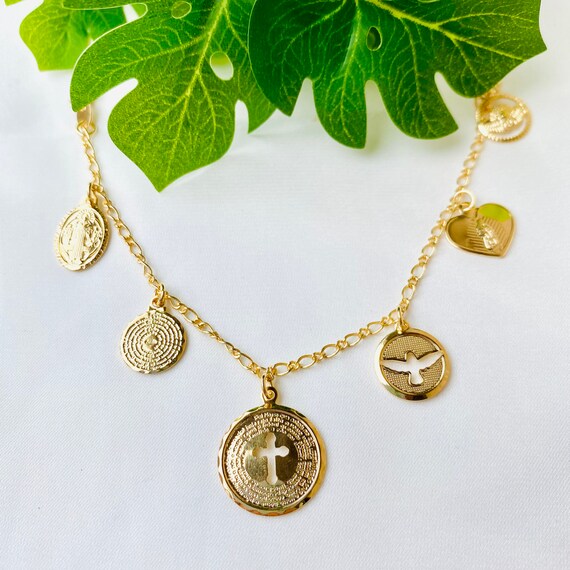 Religious Charm Bracelet Religious Jewelry Coin Bracelet Etsy