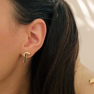 Gold Dripping Earrings, Melting Earrings, Gold Filled Mismatched Earrings, Abstract Stud Earrings, Slime Drip Stud Earrings image 10