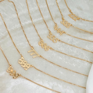Gold Angel Number Necklace, Gold Number Necklace, Lucky Number Necklace, Protection Number Necklace, Spiritual Gift