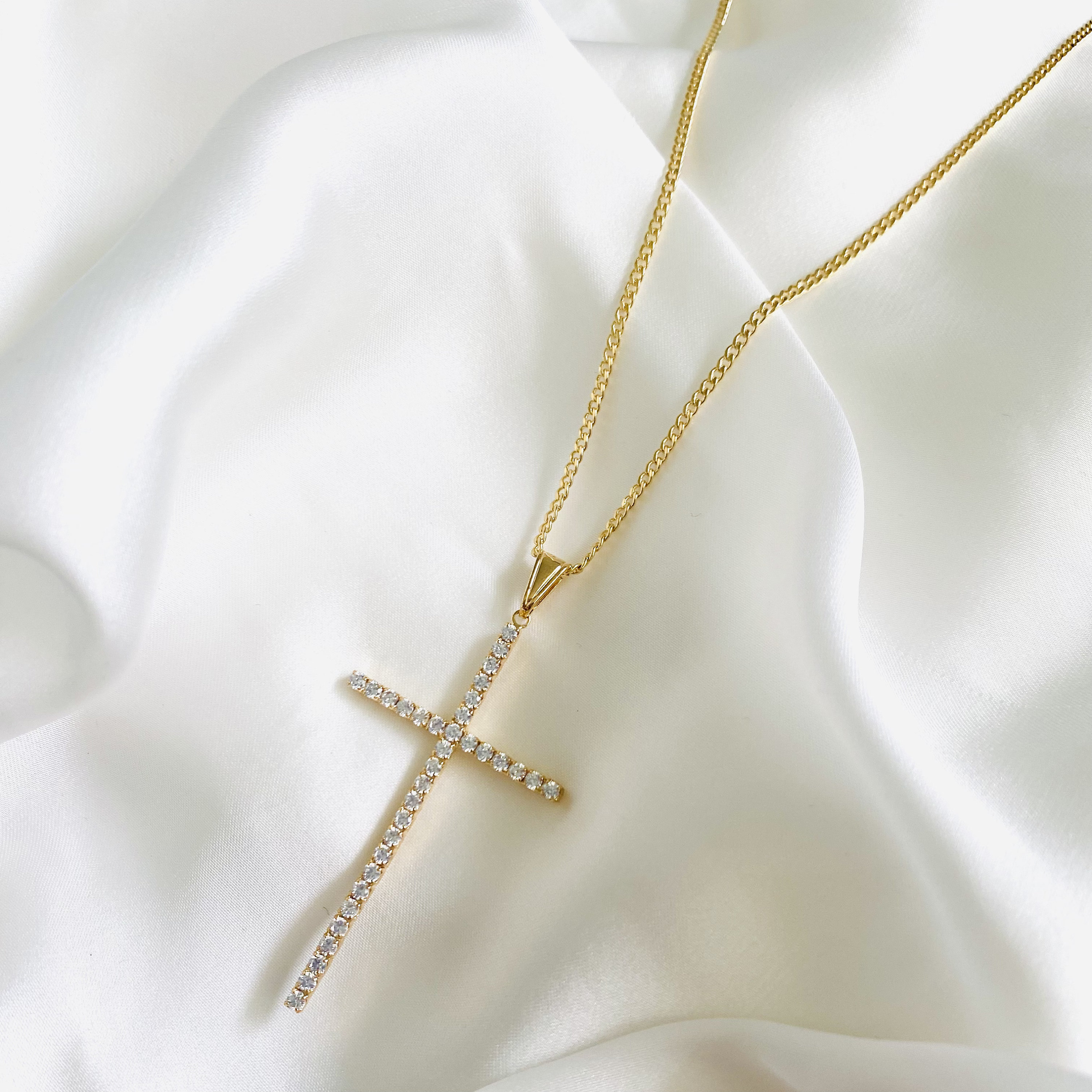Zircon Cross Necklace Long Cross Necklace Thin Cross Necklace Religious Necklace 18k Gold Filled Necklace Dainty Necklace Gift for Her Etsy