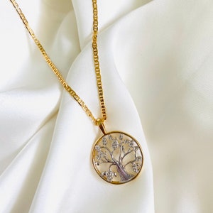 Tree of Life Necklace, 18k Gold Filled Two Toned Tree of Life Necklace, Tree of Life Jewelry, Gold Tree Charm Necklace, Dainty Necklace