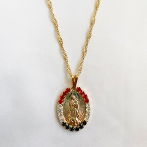 Onze-lieve-vrouw van Guadalupe-ketting, 18k gold filled guadalupe-ketting, Maagd Maria-ketting, religieuze sieraden, katholieke geschenken, cadeau voor haar