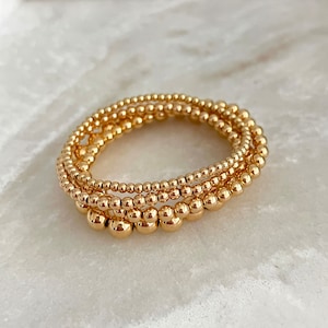 Gold Bead Bracelet, Beaded Bracelet, Stretch Bracelet, Dainty Gold Bracelet, Gold Plated Bracelet, Stacking Bracelet