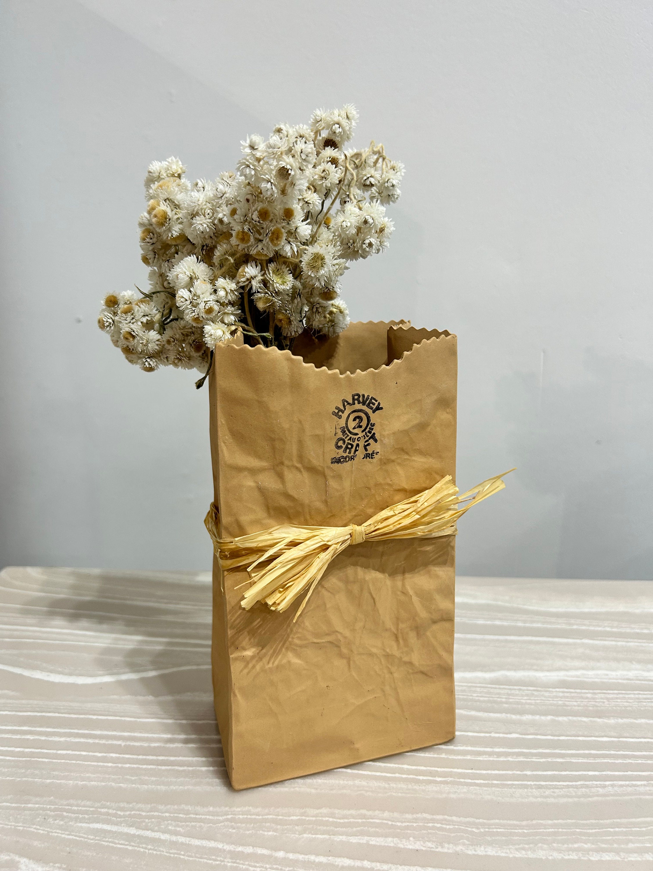 Michael Harvey Kraft Paper Bag Ceramic Vase Vintage - Etsy