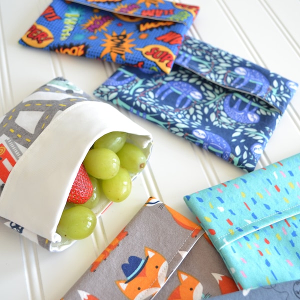 Reusable Snack Bag / Sustainable Ziploc Bag Replacement / Eco Friendly Waterproof Kids Snack Bag / Zero Waste Kids Lunch Bag