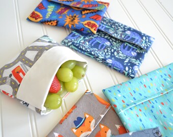 Reusable Snack Bag / Sustainable Ziploc Bag Replacement / Eco Friendly Waterproof Kids Snack Bag / Zero Waste Kids Lunch Bag
