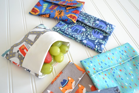 Reusable Snack Bag / Sustainable Ziploc Bag Replacement / Eco Friendly  Waterproof Kids Snack Bag / Zero Waste Kids Lunch Bag 