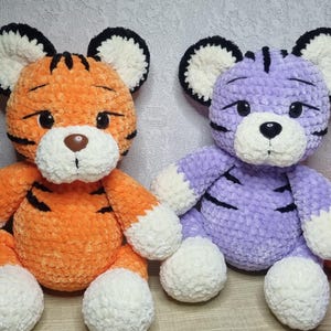 Crochet little, chubby tiger in orange color/ Plush tiger/ Soft little tiger/ Gift for baby or child/ crochet toy