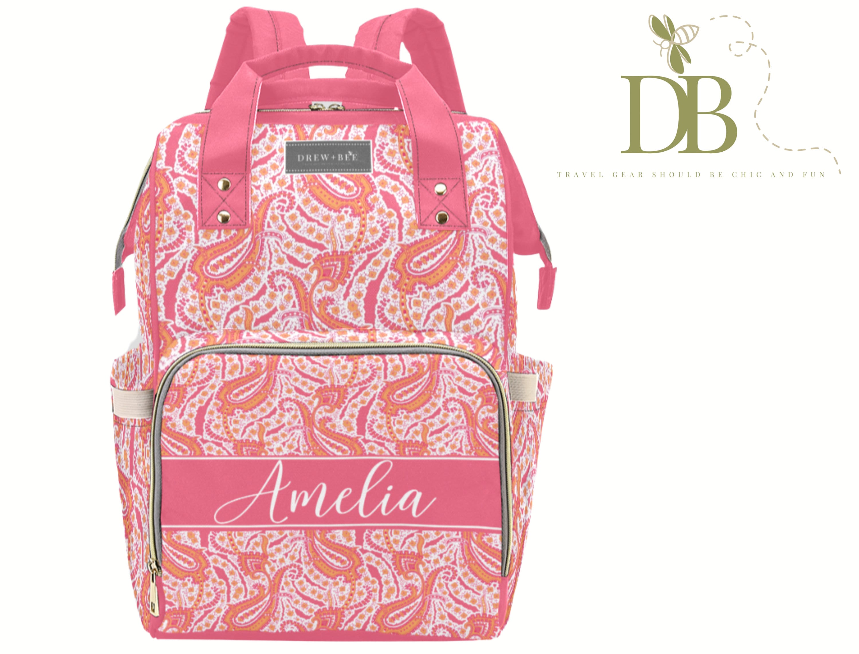 Personalized Diaper Bag Girl Floral Diaper Bag Multiuse Etsy