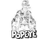 SVG file Popeye with Custom made Tattoos Tattooed Sailor man Clipart for Cricut Silhouette Vinyl Cut machine