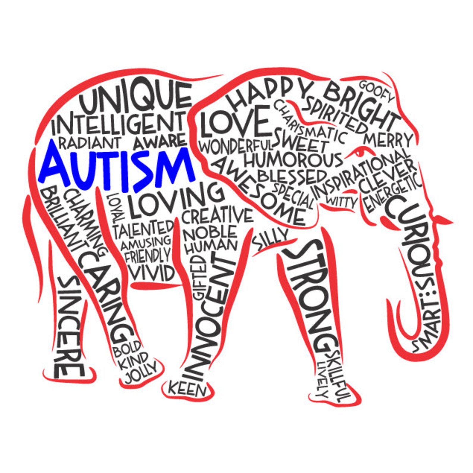 SVG file Full Color Autism Elephant Awareness Kids | Etsy