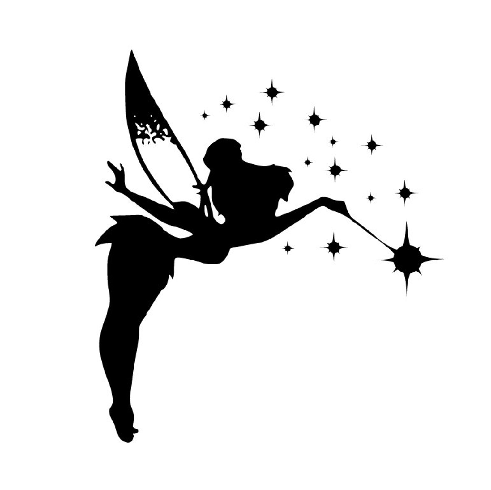 SVG file Tinkerbell with Wand Silhouette Peter Pan Disney Jr | Etsy