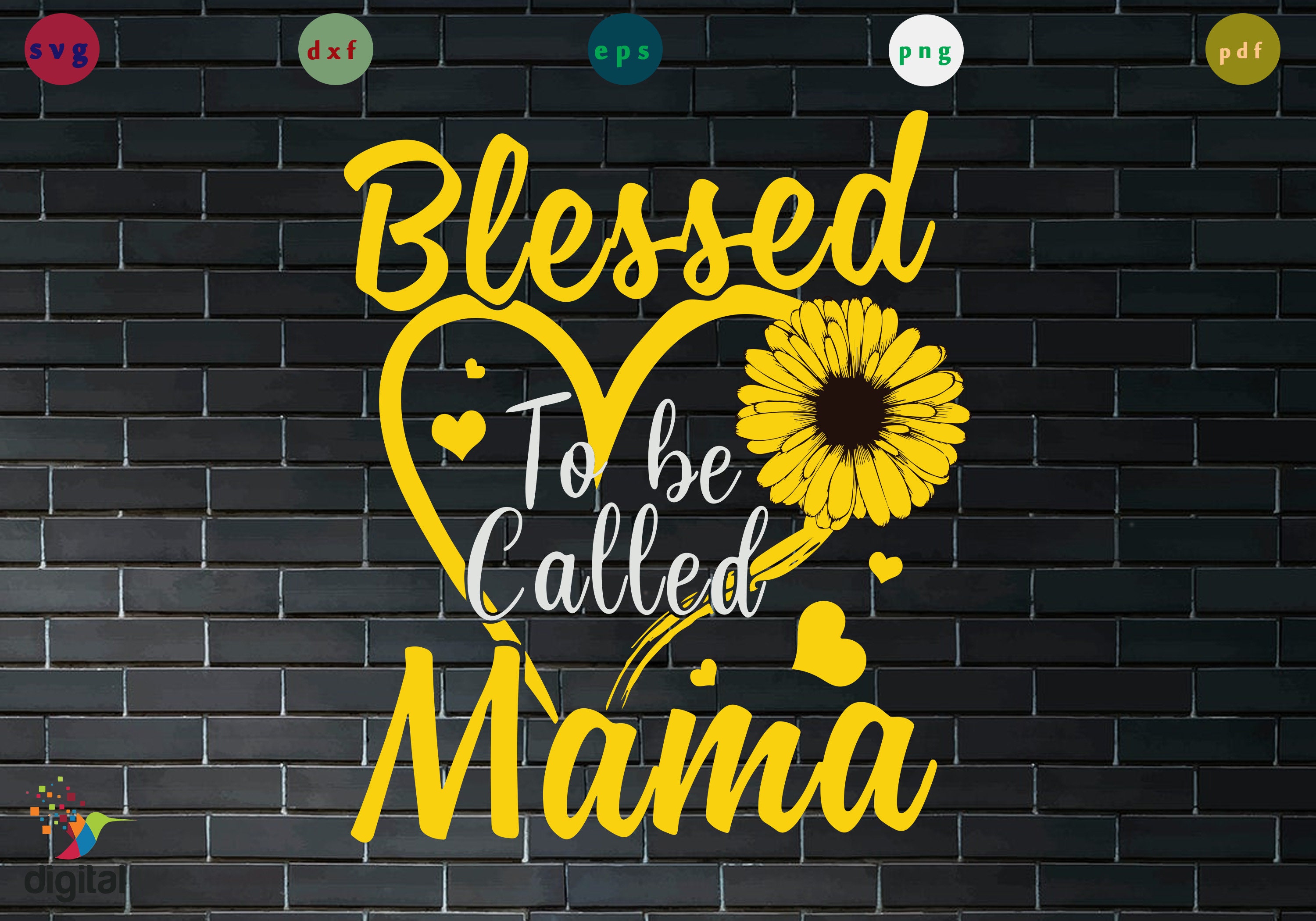 Download Blessed To Be Called Mama Sunflower Heart Svg Mother's | Etsy