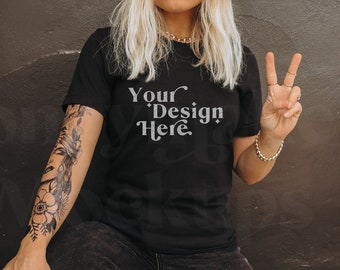 Bella Canvas 3001 Mockup | Black Bella Canvas 3001 Mockup | Tank Top Mockup | Grunge Mockup | Boho Mockup | Tanktop Mockup