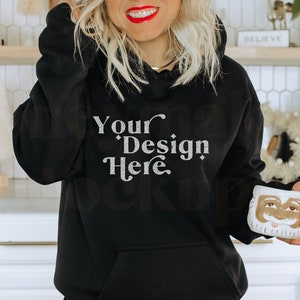 Christmas Mockup | Black Gildan 18500 Mockup | Holiday Sweatshirt Mockup | Christmas Hoodie Mockup | Winter Mockup | Hoodie Mockup