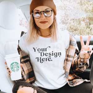 Bella Canvas 3001 Mockup | Bella Canvas White | Halloween Mockup | Autumn Mockup | Fall TShirt Mockup | Fall Mock Up | Fall Mockup