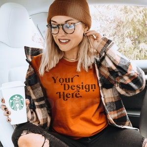 Bella Canvas 3001 Mockup | Bella Canvas Autumn Shirt | Halloween Mockup | Autumn Mockup | Fall T-Shirt Mockup | Boho Mockup | Fall Mockup