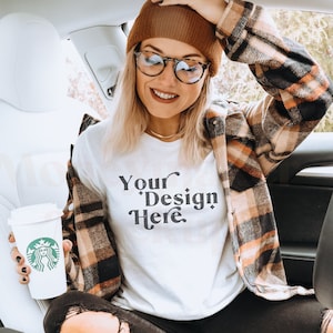 Bella Canvas 3001 Mockup | Bella Canvas White | Halloween Mockup | Autumn Mockup | Fall TShirt Mockup | Fall Mock Up | Fall Mockup