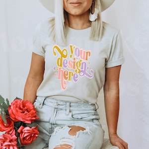 Bella Canvas 3001 Mockup | Bella Canvas Heather Dust Shirt | Tshirt Mockup | Spring Shirt Mockup | Summer T-Shirt Mockup | Model Mockup