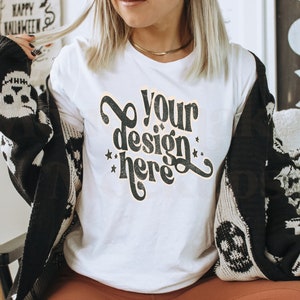 Bella Canvas 3001 Mockup | Bella Canvas White | Halloween Mockup | Autumn Mockup | Fall TShirt Mockup | Oversized Shirt Mockup | Fall Mockup
